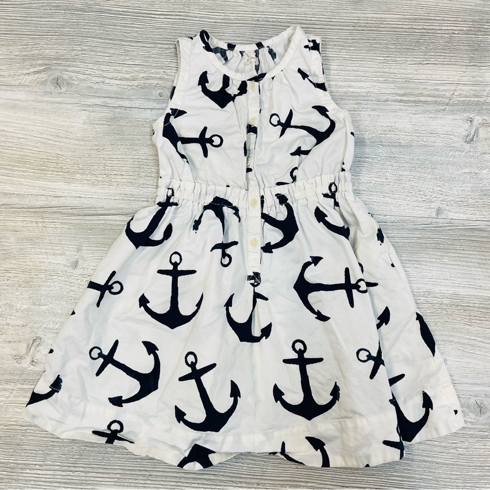 Nautical Anchor Print J Crew Dress Sailor Crewcuts Girls Size 3 3T 4th of July